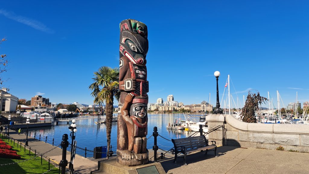 The Kwakiutl Bear Pole at the corner of Belleville and Government